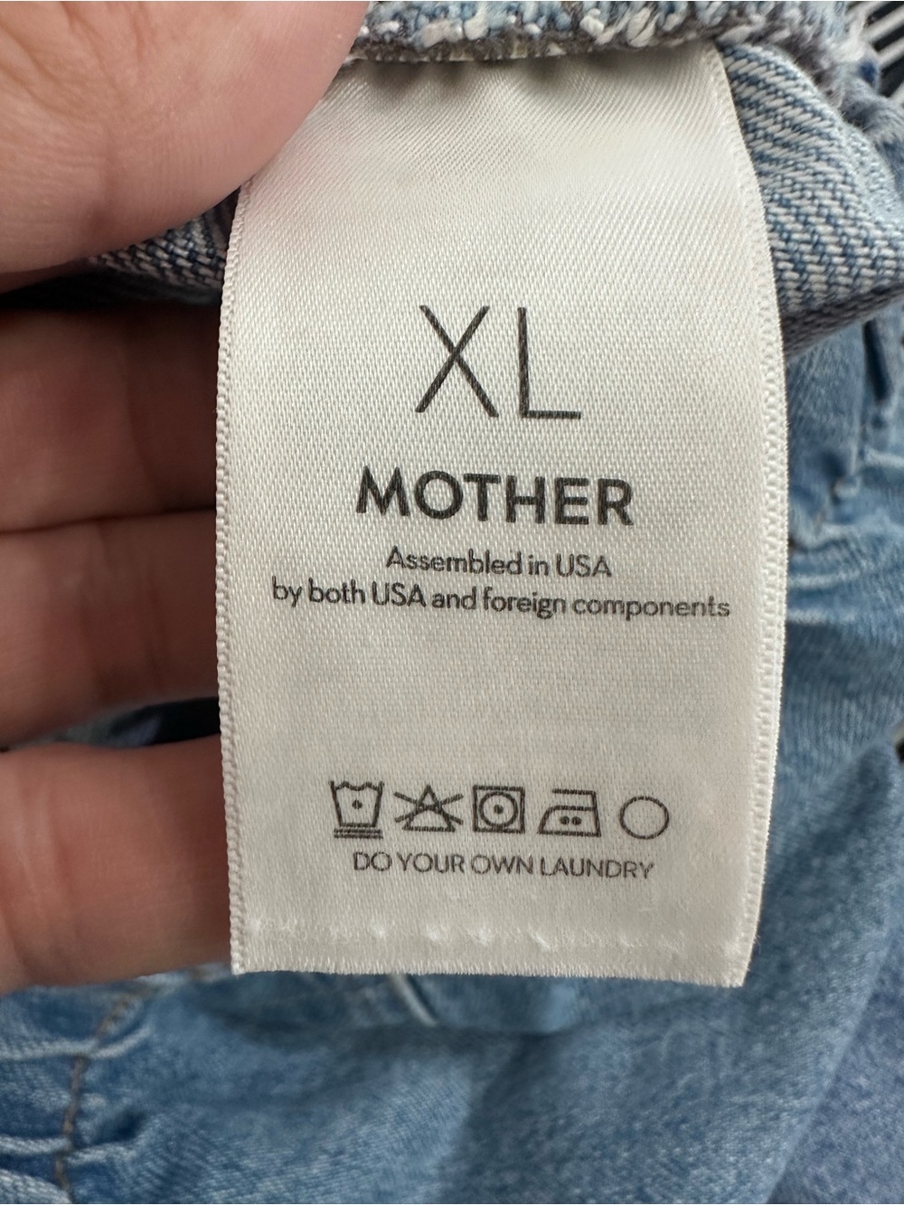 MOTHER SNACKS! Blue Elastic Waist Wide Leg Pull On Denim Pants XL NWOT - Picture 6 of 6